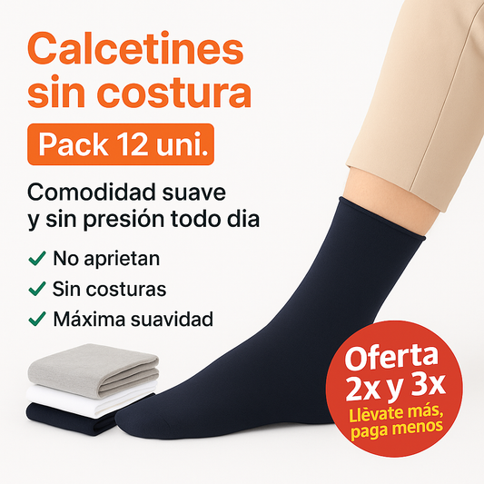 🧦 Diacare™ – Pack 12 uni.  👉 Calcetines sin costura para pies sensibles