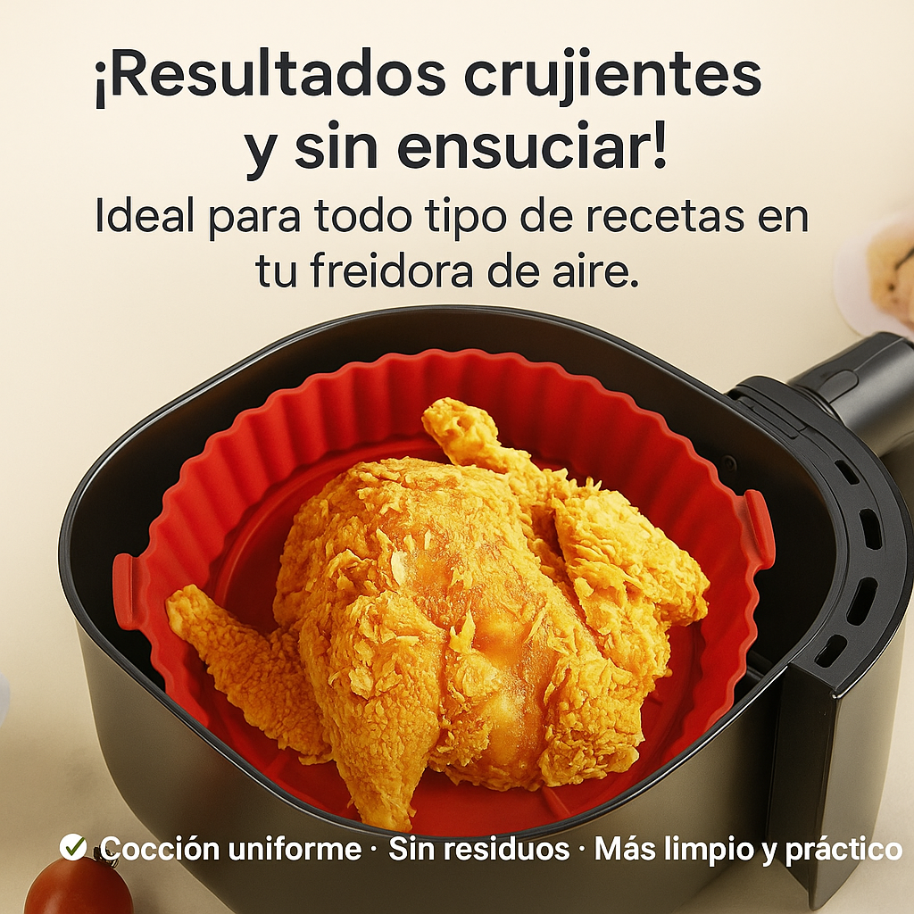 🧁KIT DE 6 MOLDES DE SILICONA PARA FREIDORA - 👉¡Cocina más fácil, limpia y saludable!