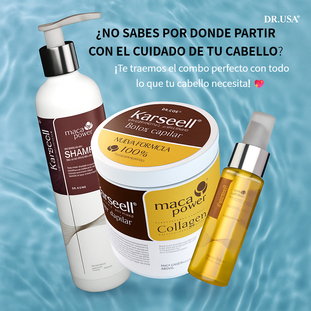 💇‍♀️ COMBO KARSEELL™ – Dr. USA (Shampoo + Bótox Capilar + Aceite de Argán)  ✨ ¡Todo en un solo combo profesional!
